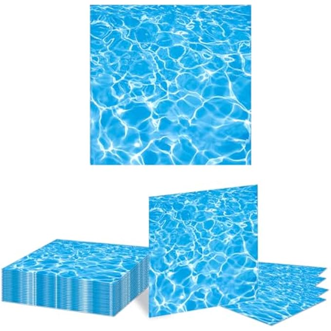 20 SHEETS WAVE PATTERN PAPER NAPKINS, FLOWING WATER TEXTURE NAPKINS, SUMMER FRESH NAPKINS, SWIM PARTY DECORATIONS, SUMMER CARNIVAL - Image 1